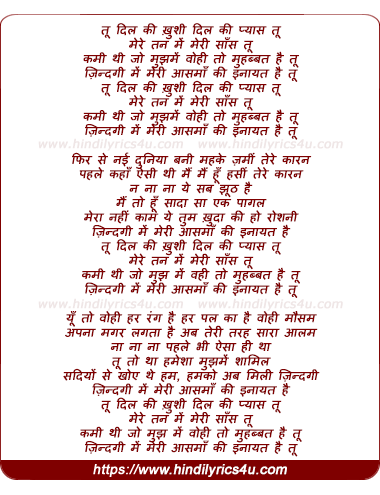 lyrics of song Tu Dil Ki Khushi Dil Ki Pyas