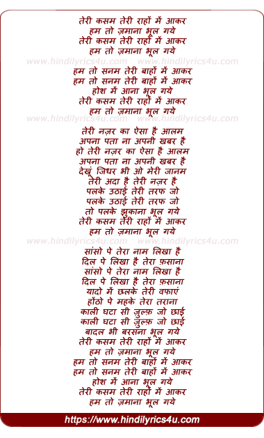 lyrics of song Teri Kasam Teri Rahe